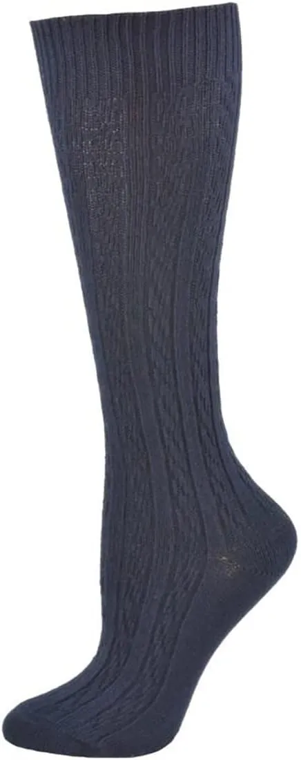 Classic Girls Cable Knit Knee socks, Combed Cotton Knee High Uniform Socks Soft 3 Pair Pack Comfortable Girls Uniform Socks