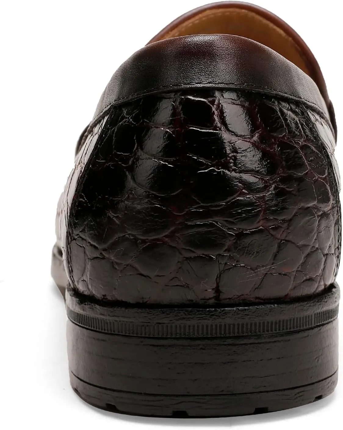 Classic Mens Leather Dress Loafer, Luxury Crocodile Printed Formal Business Shoes Slip on Dress Shoes with Buckle Penny Loafer for Mens