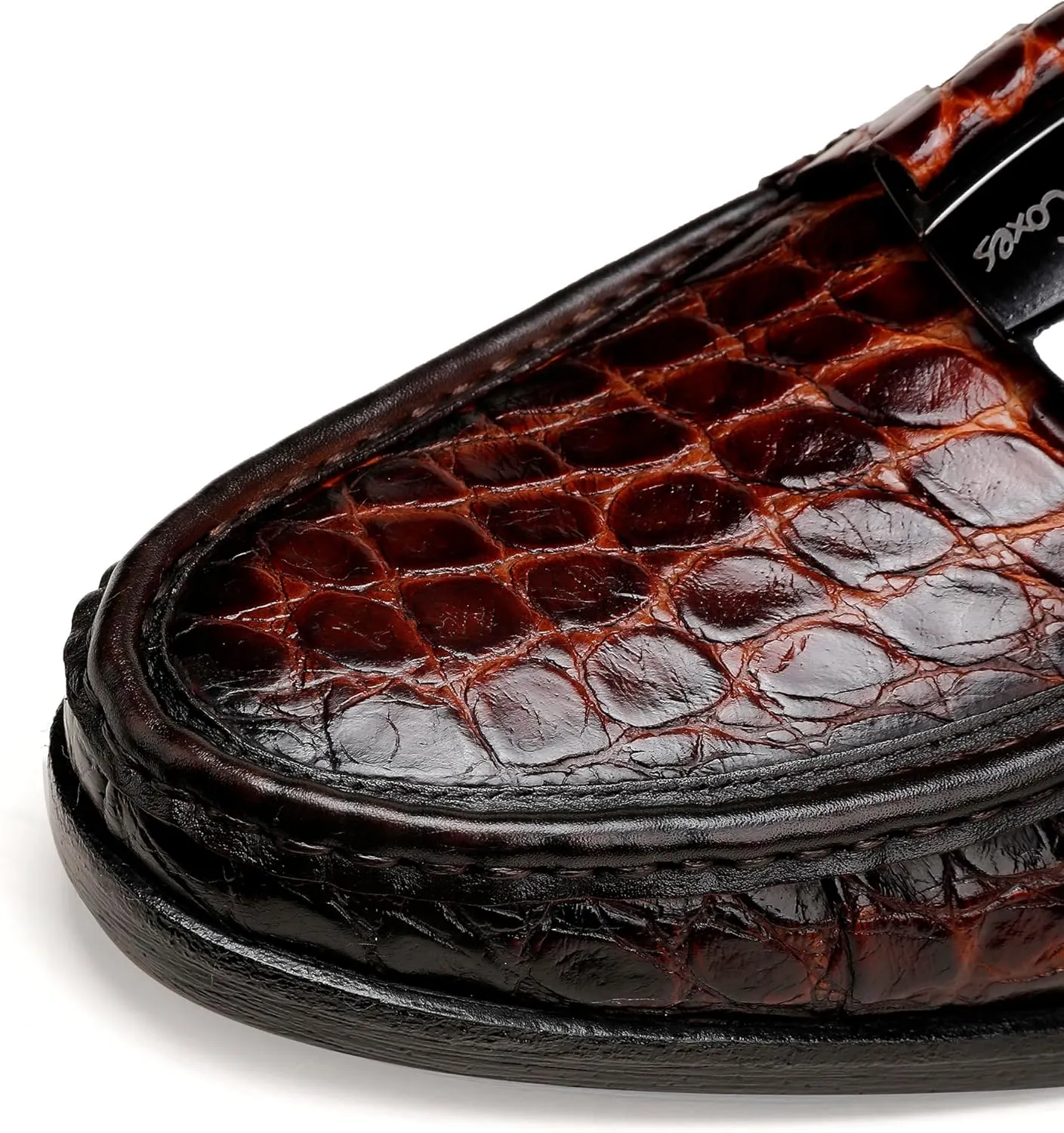 Classic Mens Leather Dress Loafer, Luxury Crocodile Printed Formal Business Shoes Slip on Dress Shoes with Buckle Penny Loafer for Mens