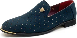 CMM Men's Pointed Toe Rivet Dress Shoes Glitter Modern Metallic Slip On Loafers Plus Size