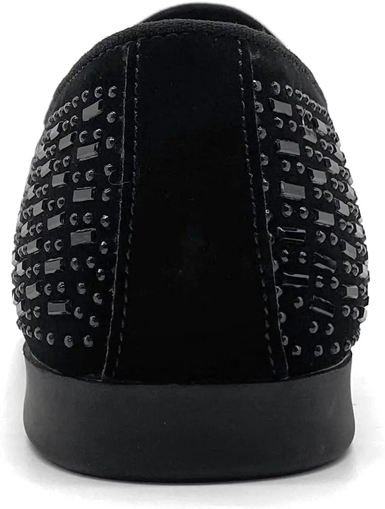 CMM Men's Pointed Toe Rivet Dress Shoes Glitter Modern Metallic Slip On Loafers Plus Size