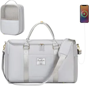 Convertible Travel Garment Bag, Carry On Garment Duffle Bag with Toiletry and Shoe bag, Garment Bags for Travel, 2 in 1 Hanging Dress Suitcase Suit Travel Bags for Women with USB Charging Port