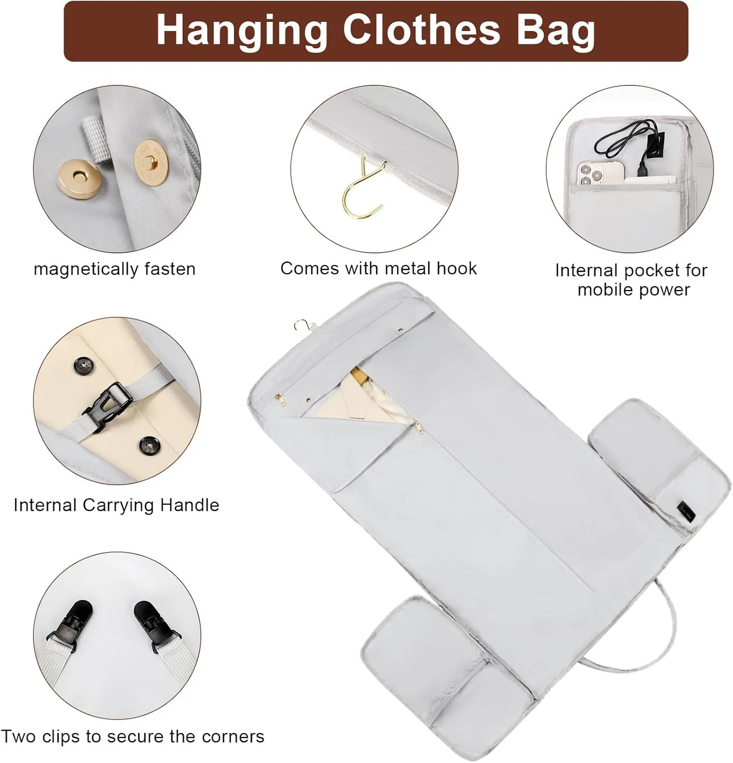 Convertible Travel Garment Bag, Carry On Garment Duffle Bag with Toiletry and Shoe bag, Garment Bags for Travel, 2 in 1 Hanging Dress Suitcase Suit Travel Bags for Women with USB Charging Port