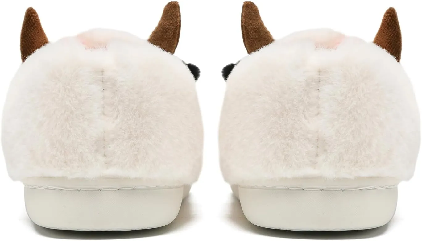 COVS Cute Cow Fluffy House Slippers - Kawaii Shoes for Women and Men, Indoor and Outdoor