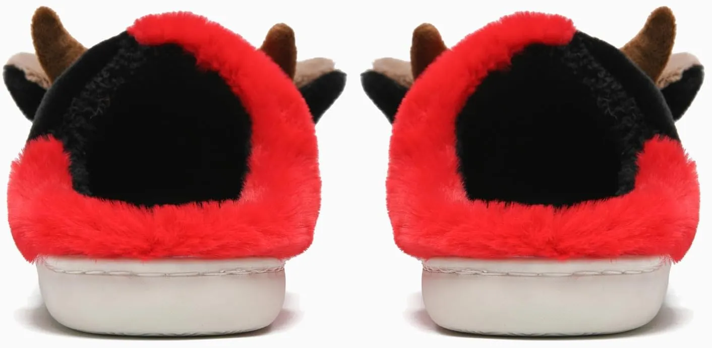 Cow Slippers for Women and Men, Fluffy Cute Cozy Cartoon Cow Cotton House Slipper Womens Milky Cows Animal Preppy Funny Furry Kawaii Bedroom Pillow Cloud Slippers for Women Indoor and Outdoor