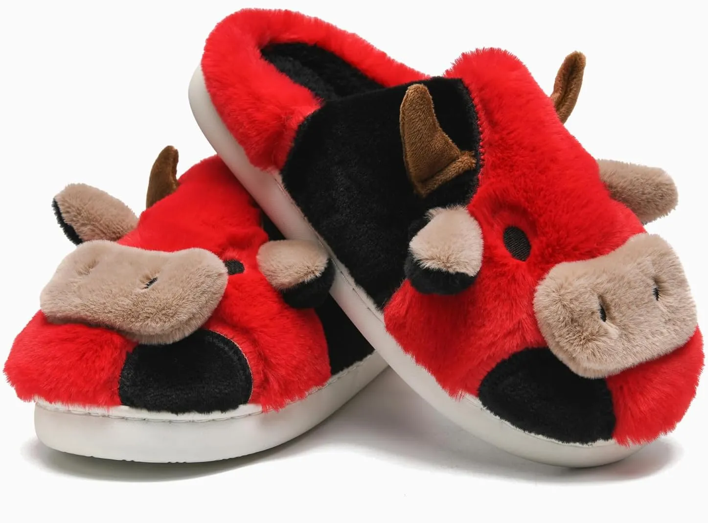 Cow Slippers for Women and Men, Fluffy Cute Cozy Cartoon Cow Cotton House Slipper Womens Milky Cows Animal Preppy Funny Furry Kawaii Bedroom Pillow Cloud Slippers for Women Indoor and Outdoor