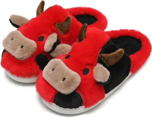 Cow Slippers for Women and Men, Fluffy Cute Cozy Cartoon Cow Cotton House Slipper Womens Milky Cows Animal Preppy Funny Furry Kawaii Bedroom Pillow Cloud Slippers for Women Indoor and Outdoor