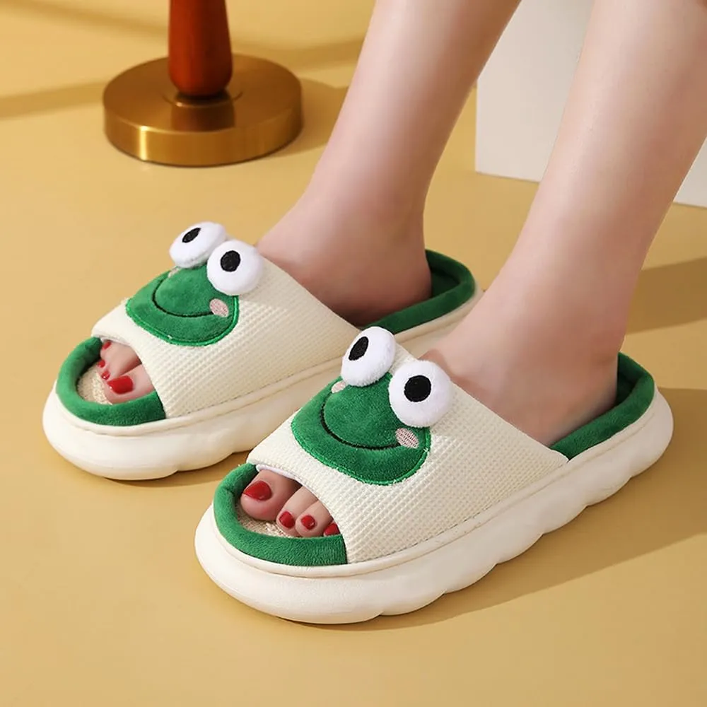 Cow Slippers for Women Men, Cute Cartoon Animal Slippers, Fuzzy/Linen Kawaii House Slippers, Winter/Summer Cow Slides for Indoor and Outdoor