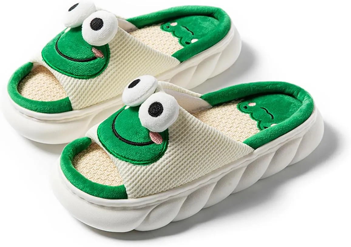 Cow Slippers for Women Men, Cute Cartoon Animal Slippers, Fuzzy/Linen Kawaii House Slippers, Winter/Summer Cow Slides for Indoor and Outdoor