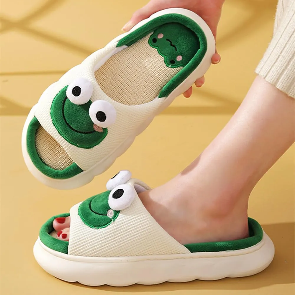 Cow Slippers for Women Men, Cute Cartoon Animal Slippers, Fuzzy/Linen Kawaii House Slippers, Winter/Summer Cow Slides for Indoor and Outdoor