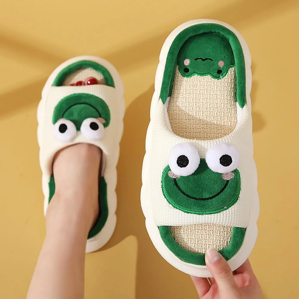 Cow Slippers for Women Men, Cute Cartoon Animal Slippers, Fuzzy/Linen Kawaii House Slippers, Winter/Summer Cow Slides for Indoor and Outdoor