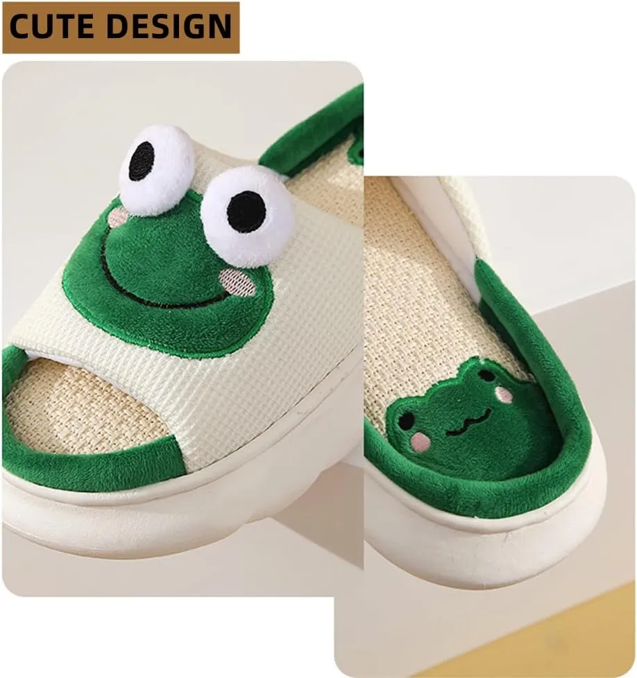 Cow Slippers for Women Men, Cute Cartoon Animal Slippers, Fuzzy/Linen Kawaii House Slippers, Winter/Summer Cow Slides for Indoor and Outdoor