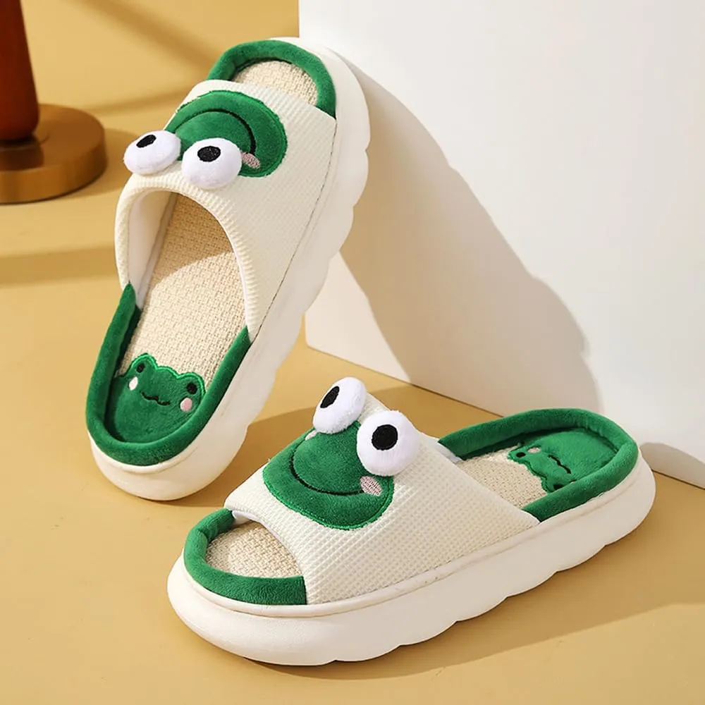 Cow Slippers for Women Men, Cute Cartoon Animal Slippers, Fuzzy/Linen Kawaii House Slippers, Winter/Summer Cow Slides for Indoor and Outdoor
