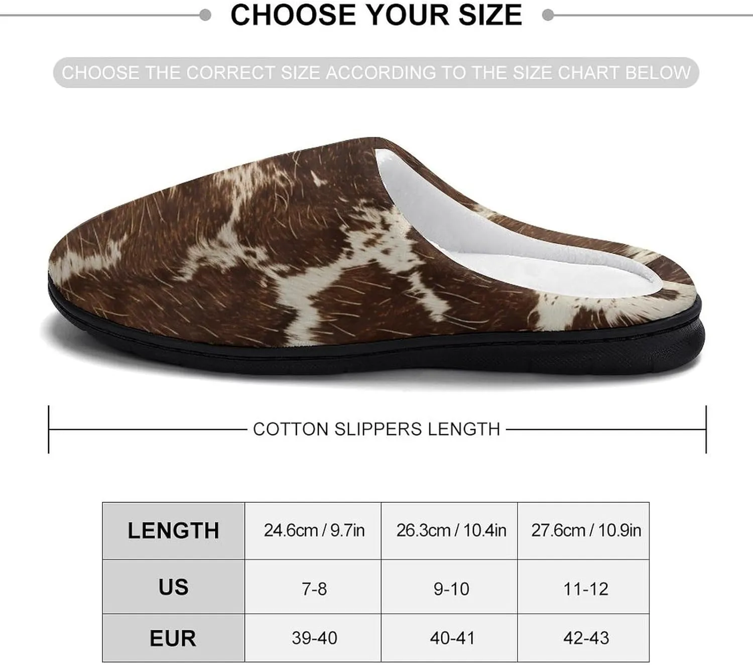 Cowhide Patterns Women's Cotton Slippers Soft Closed Toe House Shoes Non-Slip Slippers for Indoor Outdoor