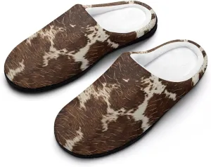 Cowhide Patterns Women's Cotton Slippers Soft Closed Toe House Shoes Non-Slip Slippers for Indoor Outdoor