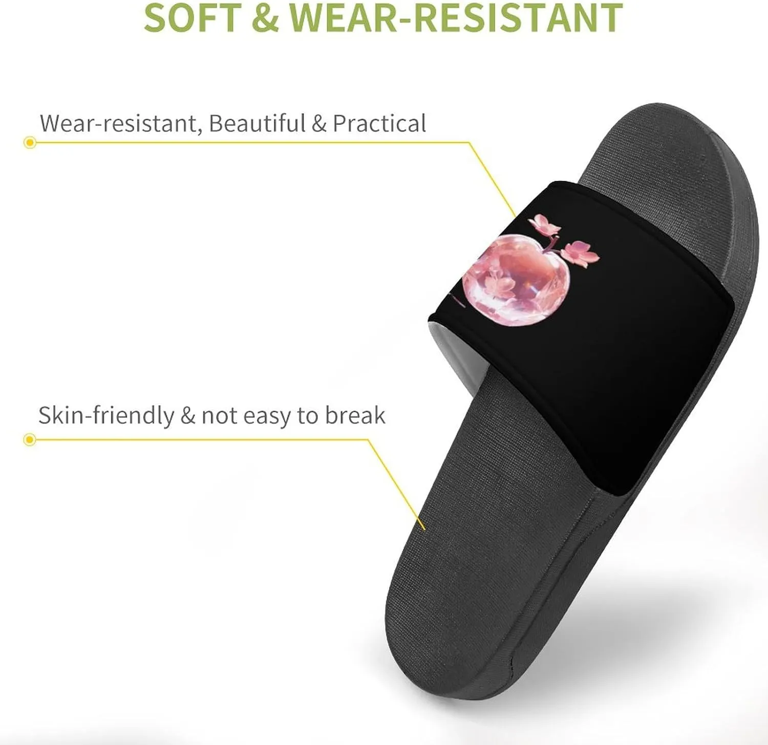 Crystal Apples PVC Home Slippers Non Slip Shower Shoes Bathroom Slippers Sandals for Women Men