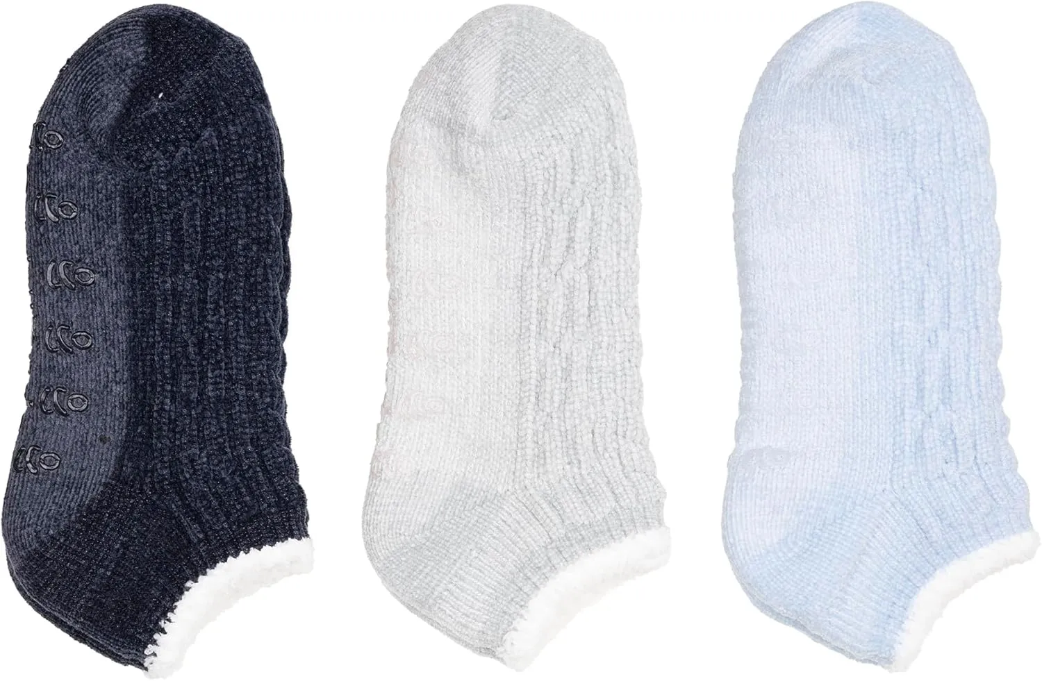 Cuddl Duds Women Cozy Lined Super Soft 3 Pair Pack Low Cut with Grippers Lounge Socks