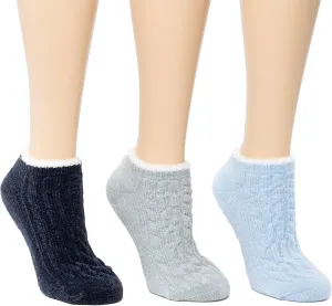 Cuddl Duds Women Cozy Lined Super Soft 3 Pair Pack Low Cut with Grippers Lounge Socks