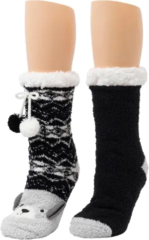 Cuddl Duds Women Year Round Warm Multipack Super Soft Comfortable 2 Pair Pack Lounge Socks, Puppy