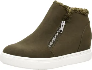 CUSHIONAIRE Women's Heaven Hidden Wedge Faux Shearling Sneaker  Memory Foam