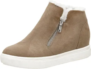 CUSHIONAIRE Women's Heaven Hidden Wedge Faux Shearling Sneaker  Memory Foam