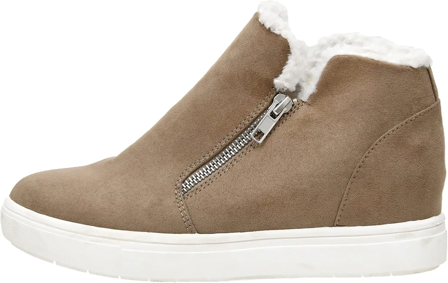 CUSHIONAIRE Women's Heaven Hidden Wedge Faux Shearling Sneaker  Memory Foam