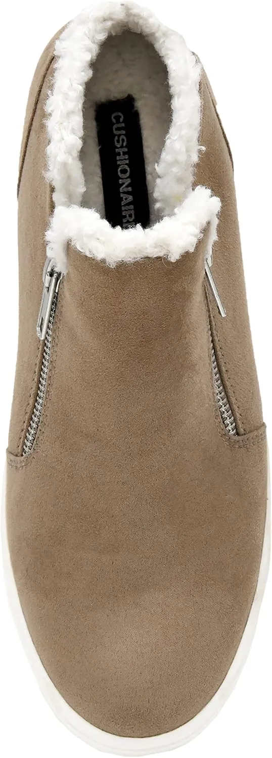 CUSHIONAIRE Women's Heaven Hidden Wedge Faux Shearling Sneaker  Memory Foam