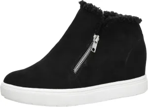 CUSHIONAIRE Women's Heaven Hidden Wedge Faux Shearling Sneaker  Memory Foam