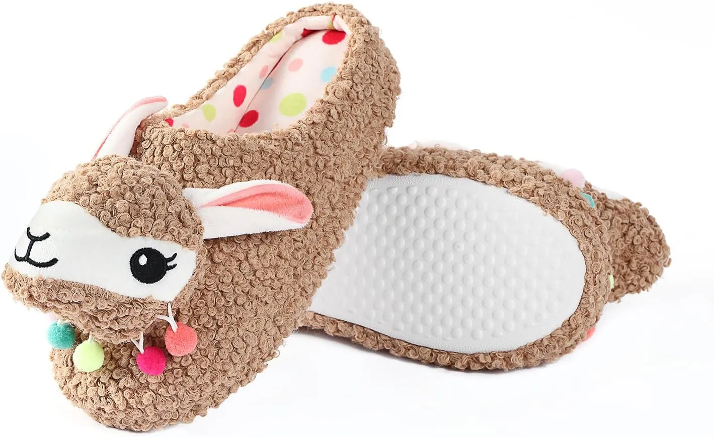 Cute Animal Slippers - Soft Fuzzy Alpaca & Llama Memory Foam for Women - Indoor Warm Non-Slip Bedroom Slippers