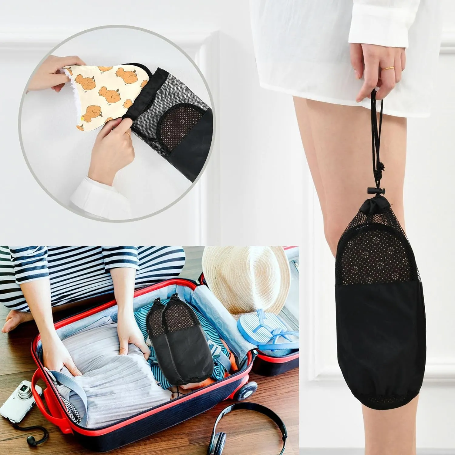 Cute Capybara Pattern Slippers Memory Foam Non-Slip Indoor House Slippers Bedroom Hotel Home Shoes for Women Men