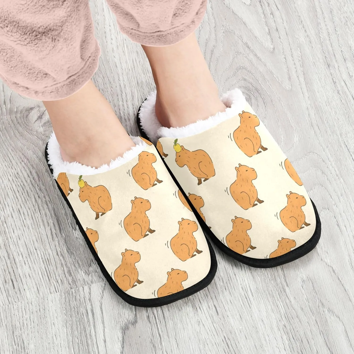 Cute Capybara Pattern Slippers Memory Foam Non-Slip Indoor House Slippers Bedroom Hotel Home Shoes for Women Men