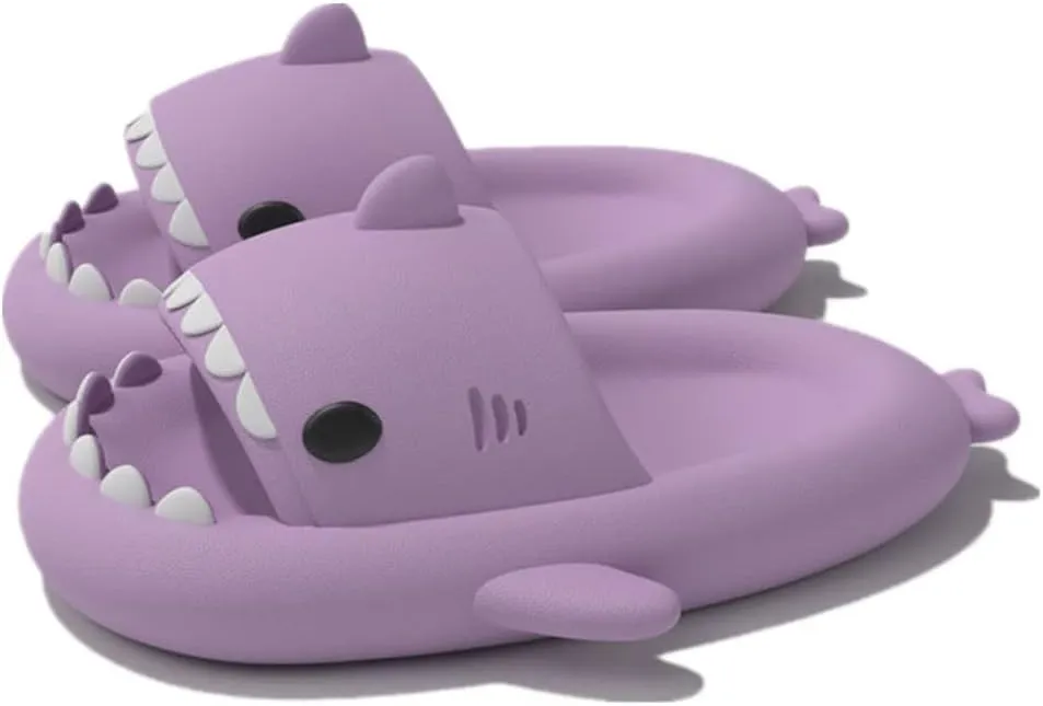 Cute Gradation Shark Slippers Beach Shoes 4CM Thick Soft Sole Summer Shark Slides for Women and Men EVA Non-Slip Bathroom Slippers Sandals indoor and Outdoor