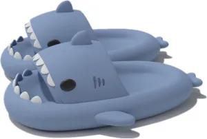 Cute Gradation Shark Slippers Beach Shoes 4CM Thick Soft Sole Summer Shark Slides for Women and Men EVA Non-Slip Bathroom Slippers Sandals indoor and Outdoor