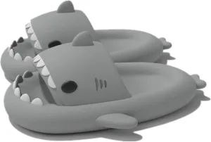 Cute Gradation Shark Slippers Beach Shoes 4CM Thick Soft Sole Summer Shark Slides for Women and Men EVA Non-Slip Bathroom Slippers Sandals indoor and Outdoor