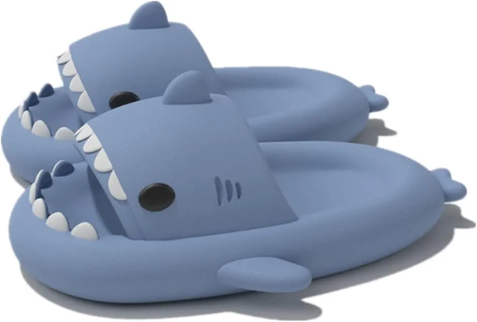 Cute Gradation Shark Slippers Beach Shoes 4CM Thick Soft Sole Summer Shark Slides for Women and Men EVA Non-Slip Bathroom Slippers Sandals indoor and Outdoor