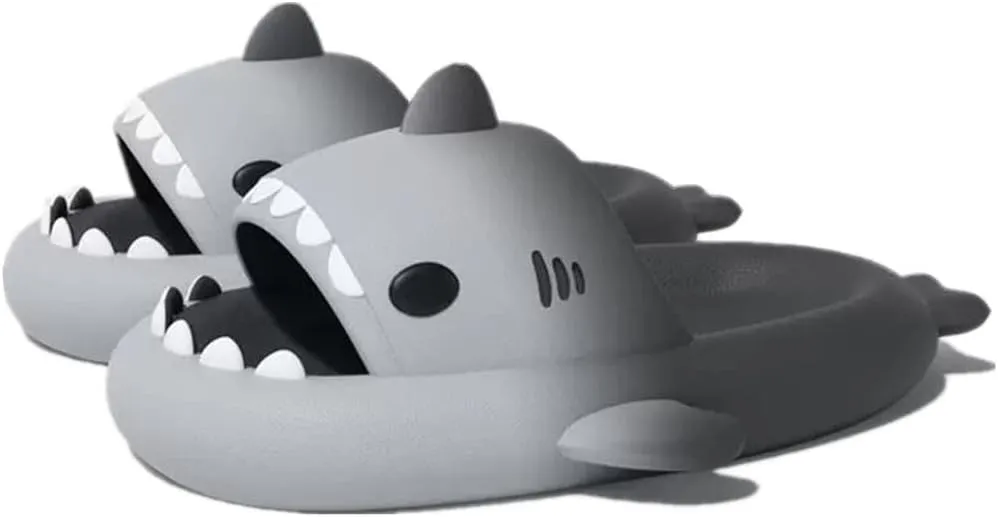 Cute Gradation Shark Slippers Beach Shoes 4CM Thick Soft Sole Summer Shark Slides for Women and Men EVA Non-Slip Bathroom Slippers Sandals indoor and Outdoor