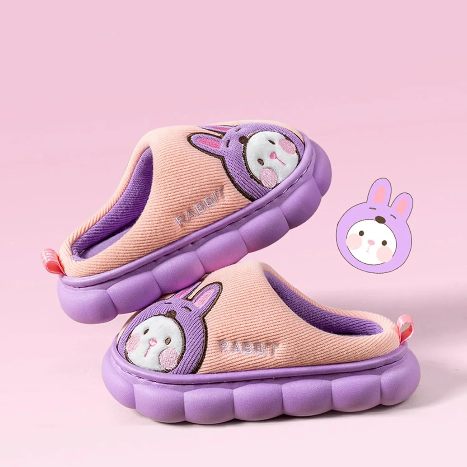 Cute House Slippers for Winter : Boys Girls Warm Cozy Cartoon Animal Slippers for Home Kids Cotton Dinosaur Slip on Memory Foam Non-Slip Indoor Shoes
