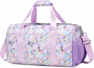 Dance Bag for Girls Butterfly Sports Duffle Bag for Girls Overnight Travel Duffel for Teen Girls Ballet Bag with Shoes Compartment Water Resistant