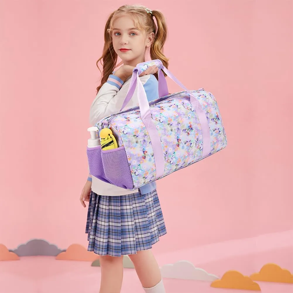Dance Bag for Girls Butterfly Sports Duffle Bag for Girls Overnight Travel Duffel for Teen Girls Ballet Bag with Shoes Compartment Water Resistant