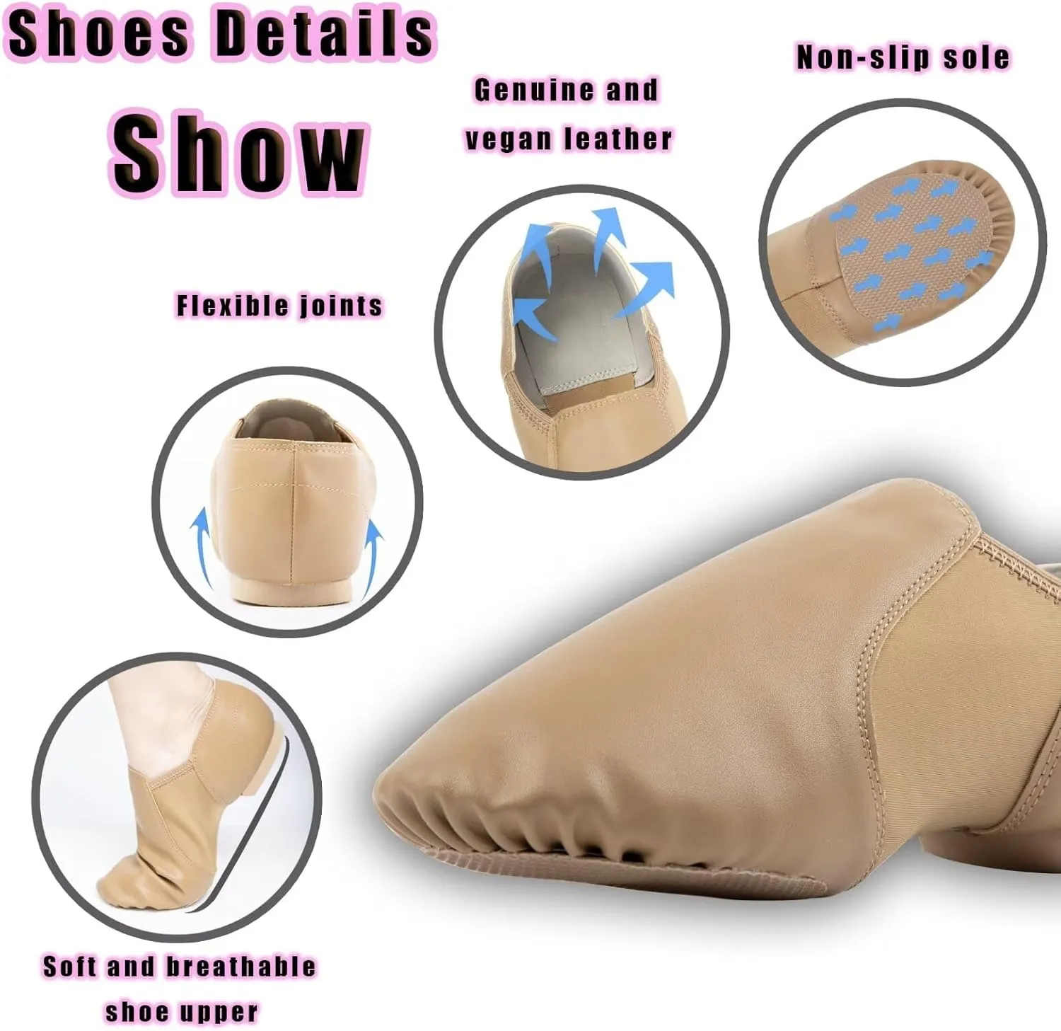 Dance Jazz Shoes,Soft Leather Dance Slippers for Women/Men