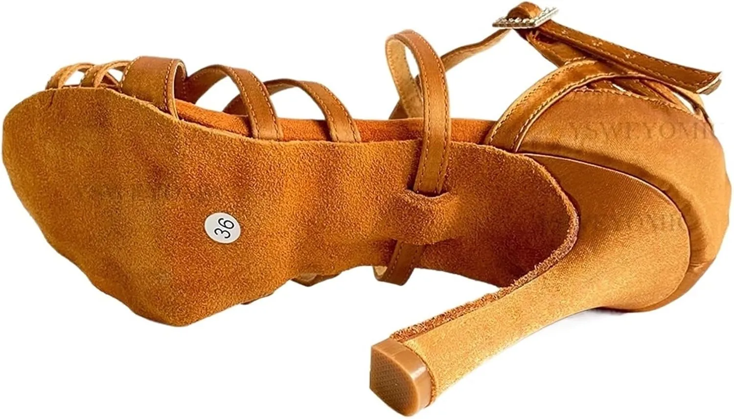 Dancing Shoes for Woman Brown Satin Soft Leather Latin Ballroom Dance Shoes Soft Indoor 10cm High Dance Heels
