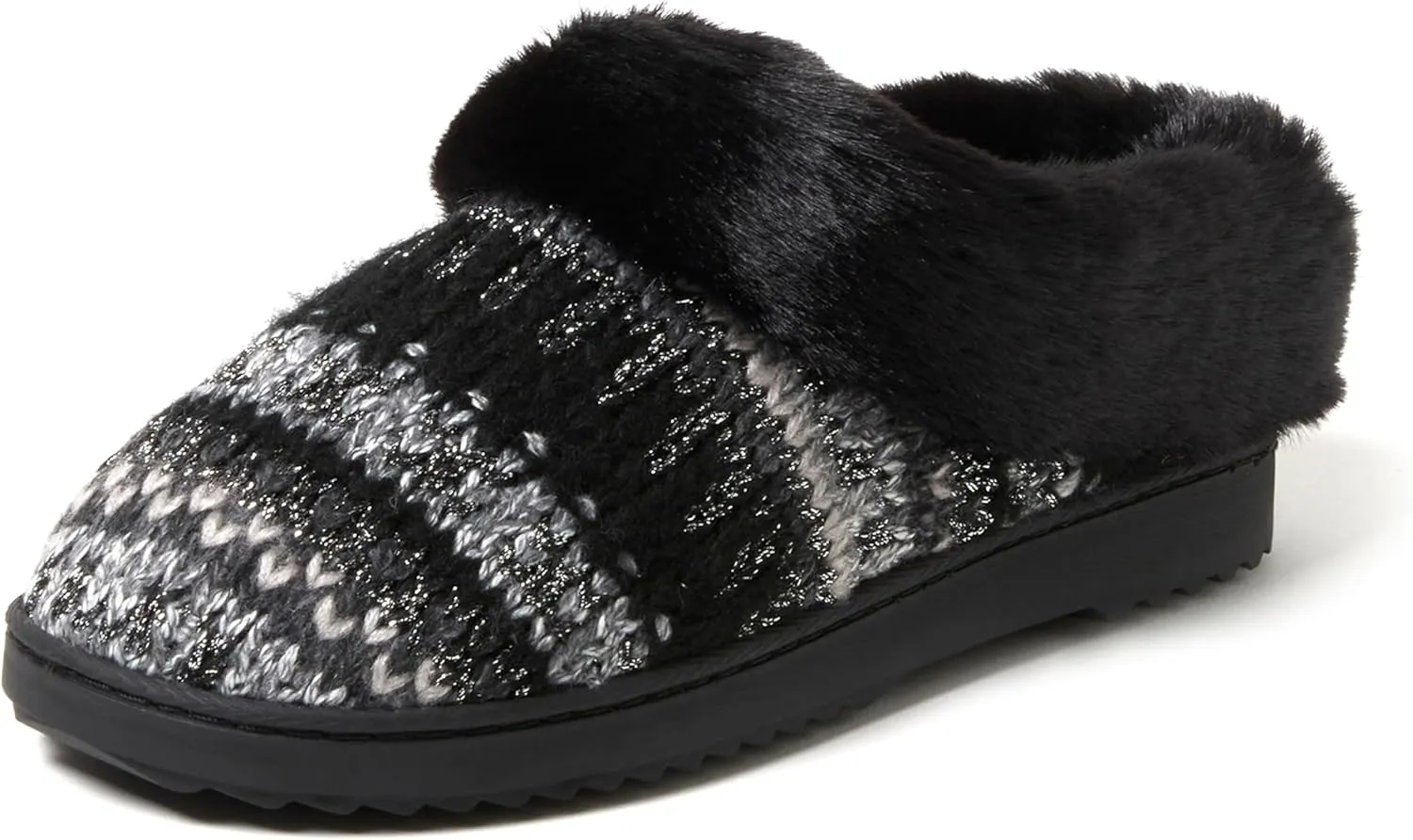Dearfoams Gifts for Women, Mom, Sister, Wife - Fuzzy Fluffy Memory Foam Slipper - Hannah Knit Clog House Shoe House Slipper