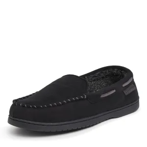 Dearfoams Men's Breathable Memory Foam Indoor Outdoor Keaton Moccasin Slipper with Wide Widths.
