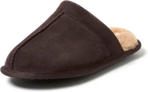 Dearfoams Men's Genuine Suede Indoor Outdoor Comfort Memory Foam Bradford Scuff House Slipper