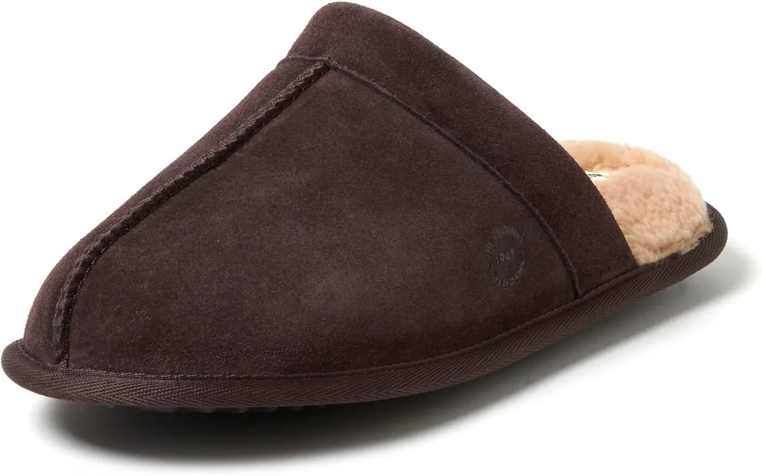 Dearfoams Men's Genuine Suede Indoor Outdoor Comfort Memory Foam Bradford Scuff House Slipper