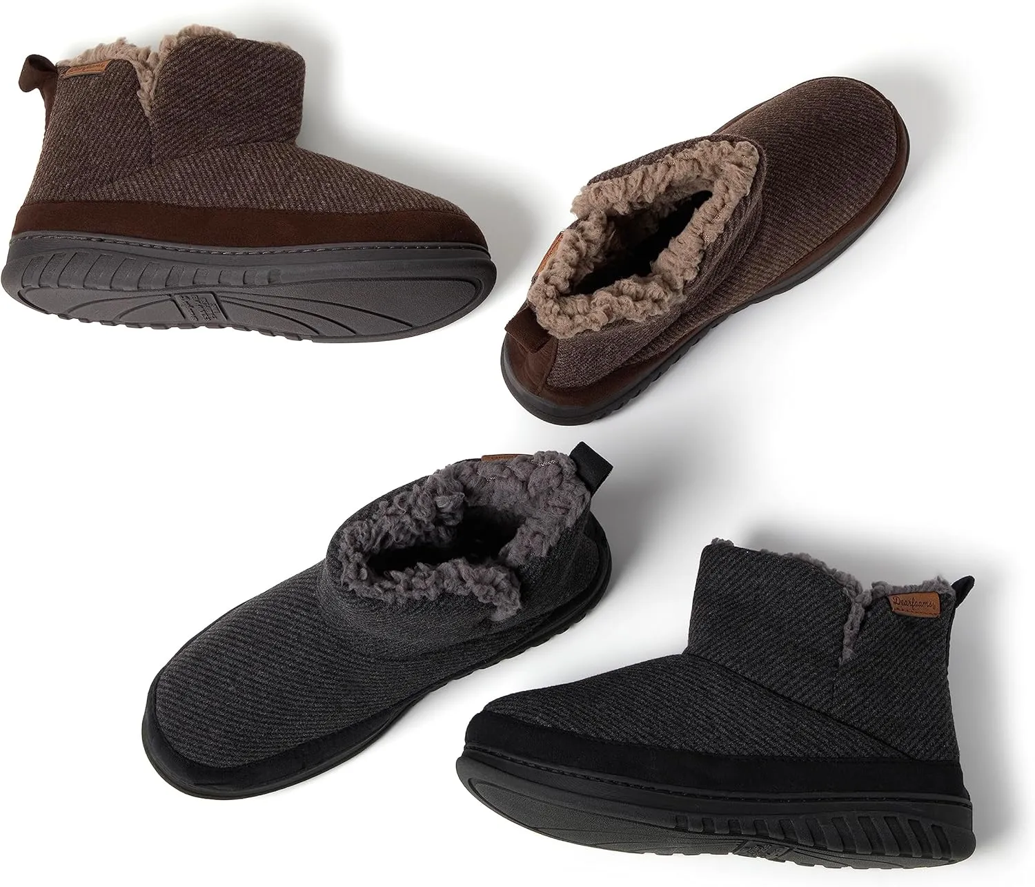 Dearfoams Men's James Woven Indoor/Outdoor Memory Foam Boot Slipper
