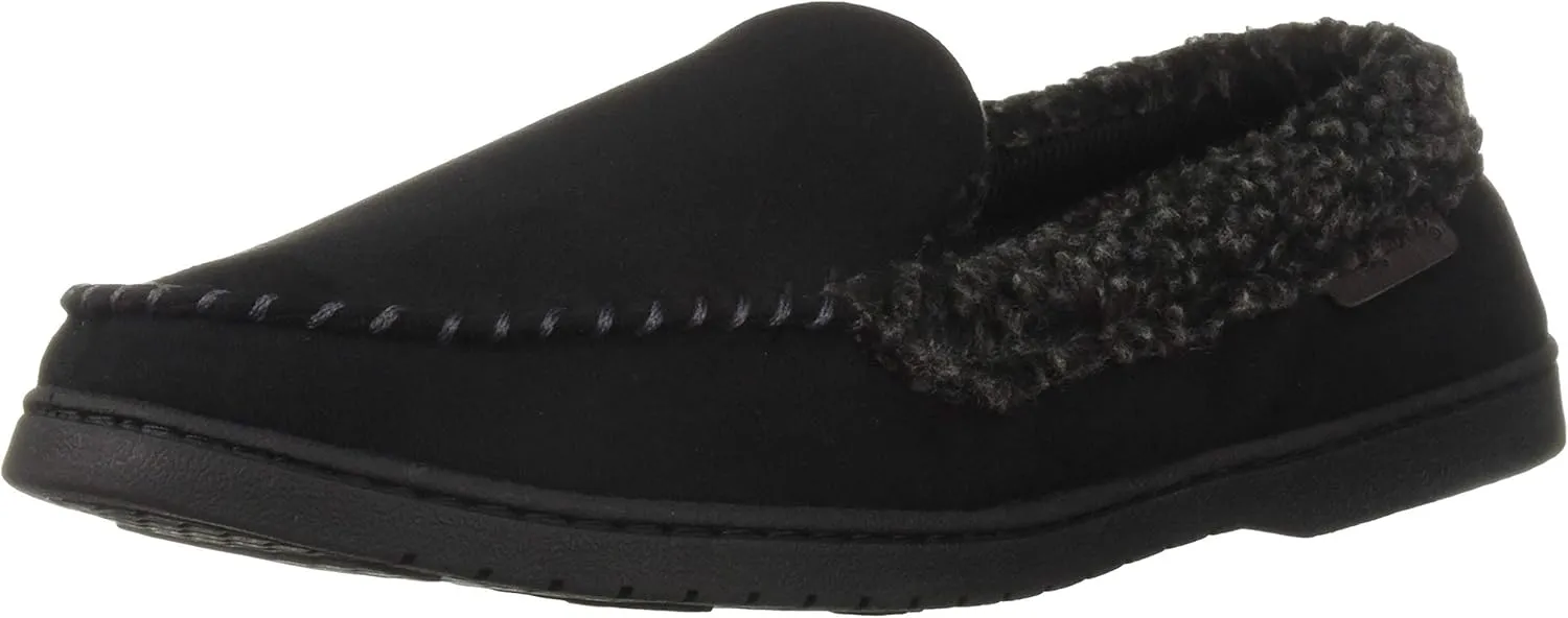 Dearfoams Men's Microsuede Moc Whipstitch Mem Foam Slipper