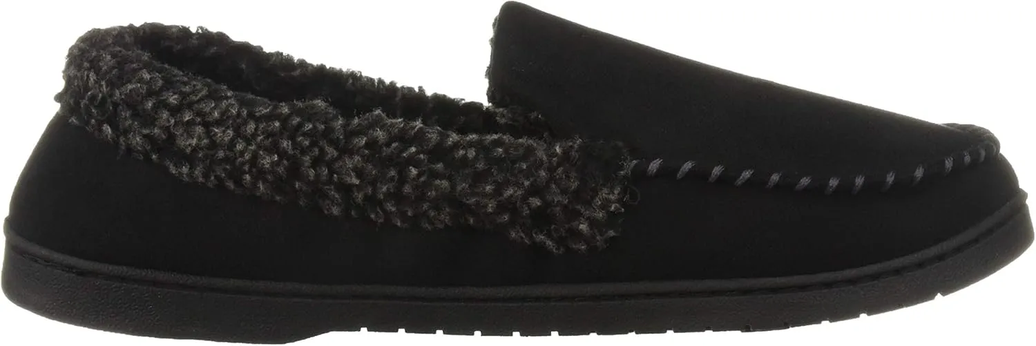 Dearfoams Men's Microsuede Moc Whipstitch Mem Foam Slipper