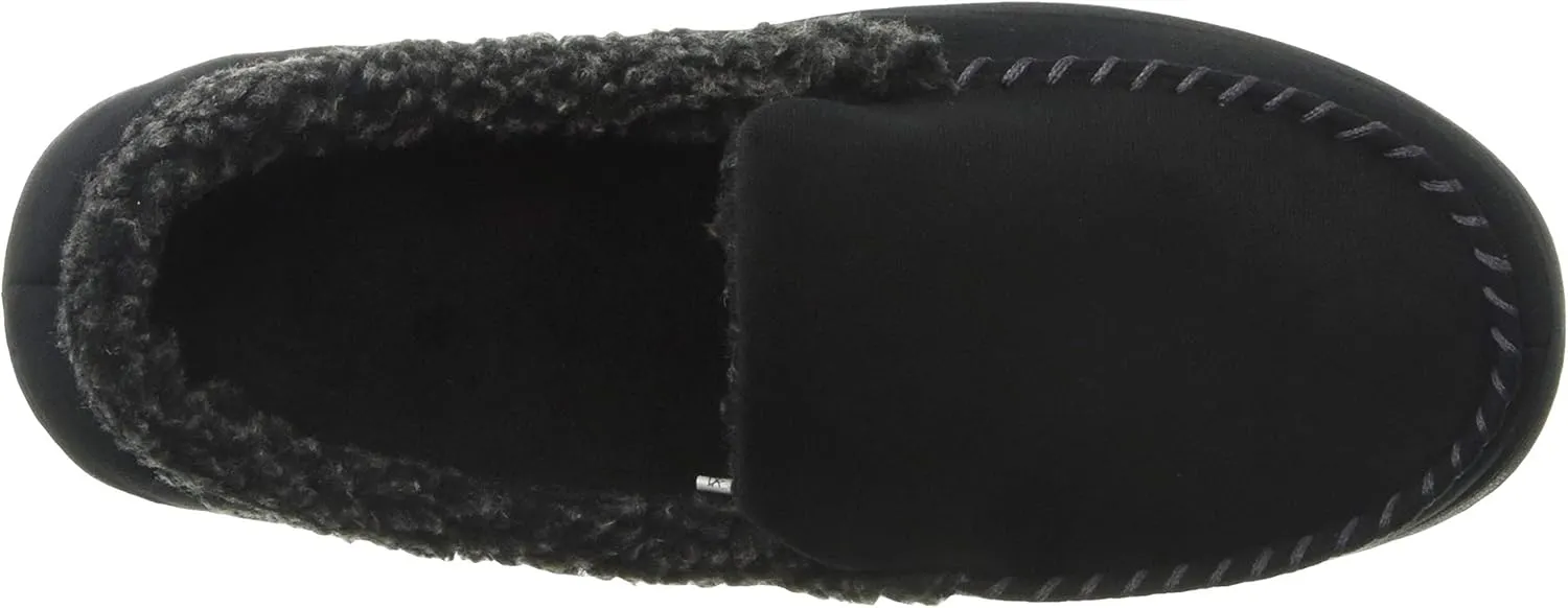 Dearfoams Men's Microsuede Moc Whipstitch Mem Foam Slipper