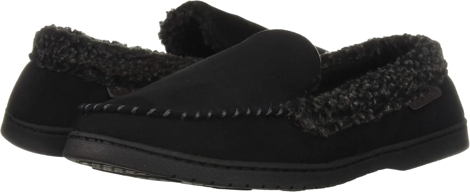 Dearfoams Men's Microsuede Moc Whipstitch Mem Foam Slipper
